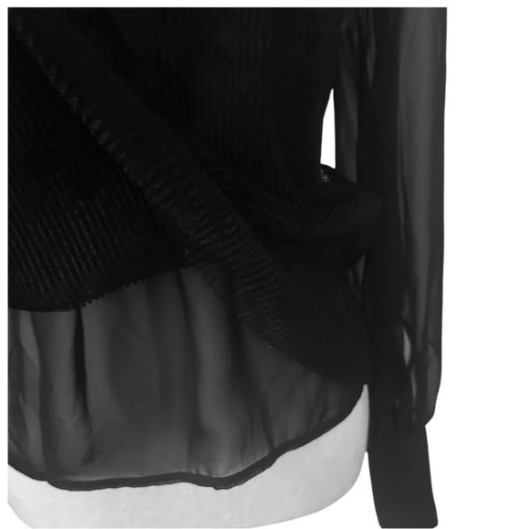 Black Long Sleeve Crew Neck Blouse xtra small - Picture 3 of 8